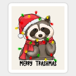 Merry Trashmas Cute Raccoon Christmas Magnet